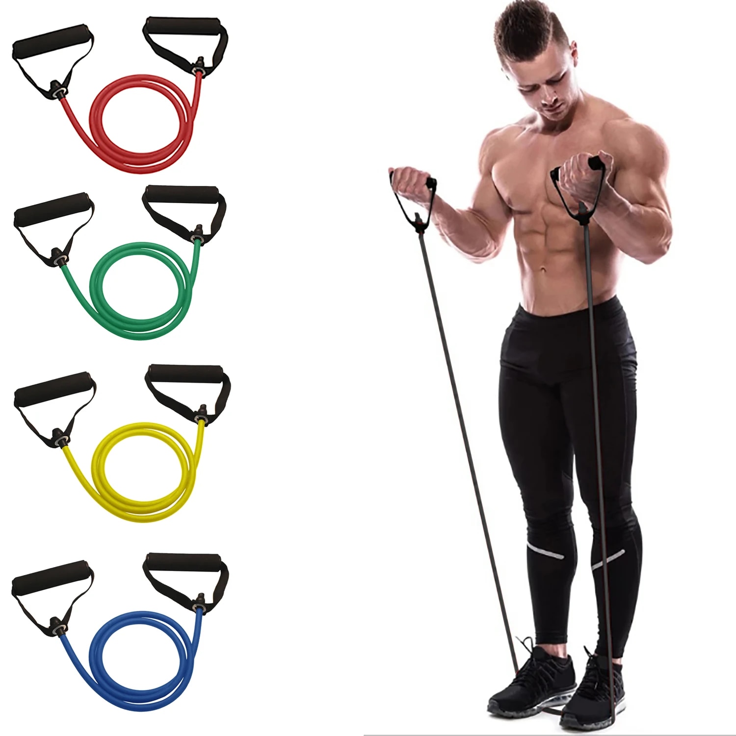 Sports Equipment At Home - أربطة مقاومة بمقابض، أربطة تمرين، أربطة